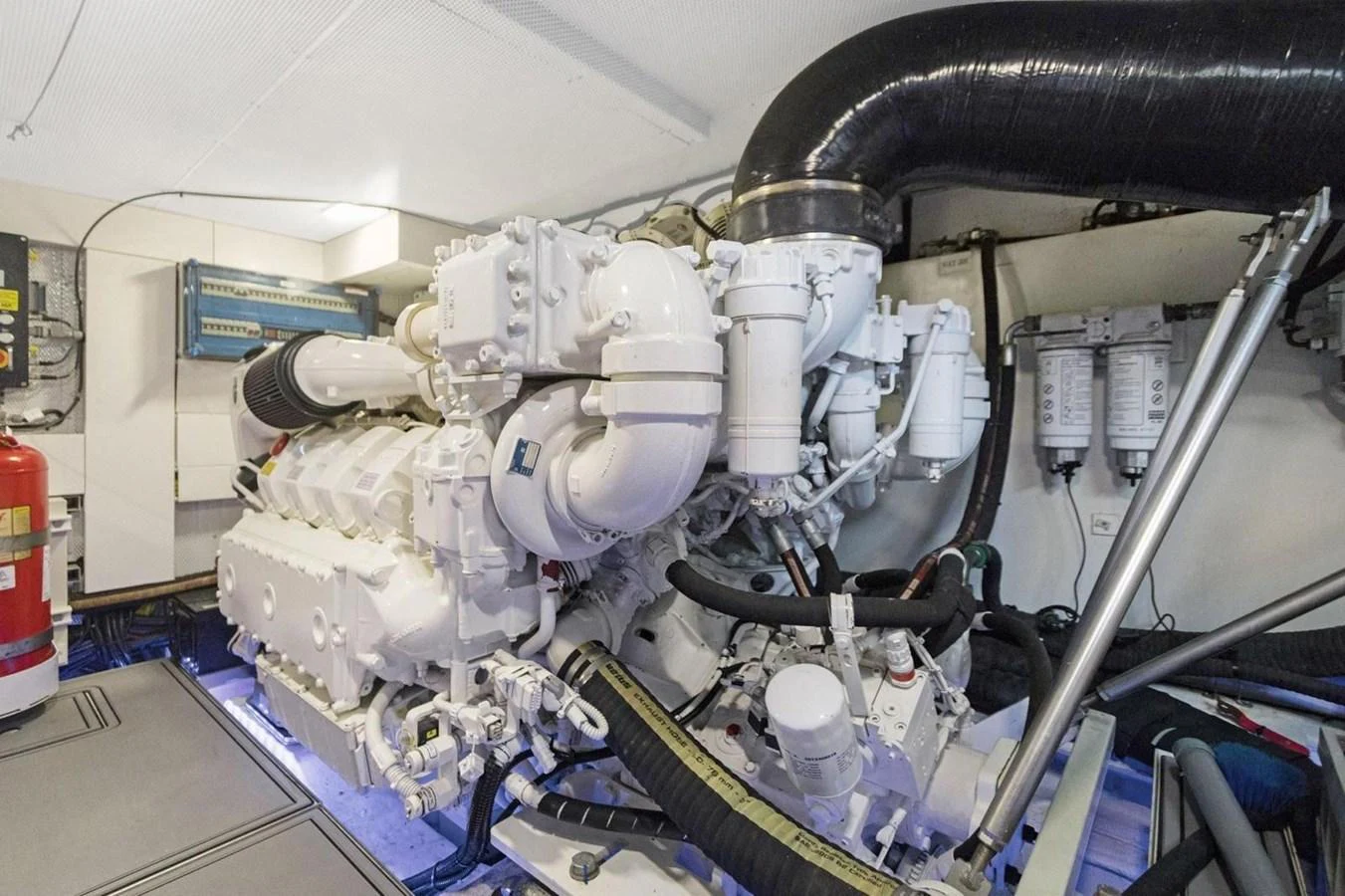 The engine room showcases the yacht's powerful and meticulously maintained machinery. aboard GALEON Yacht for Sale