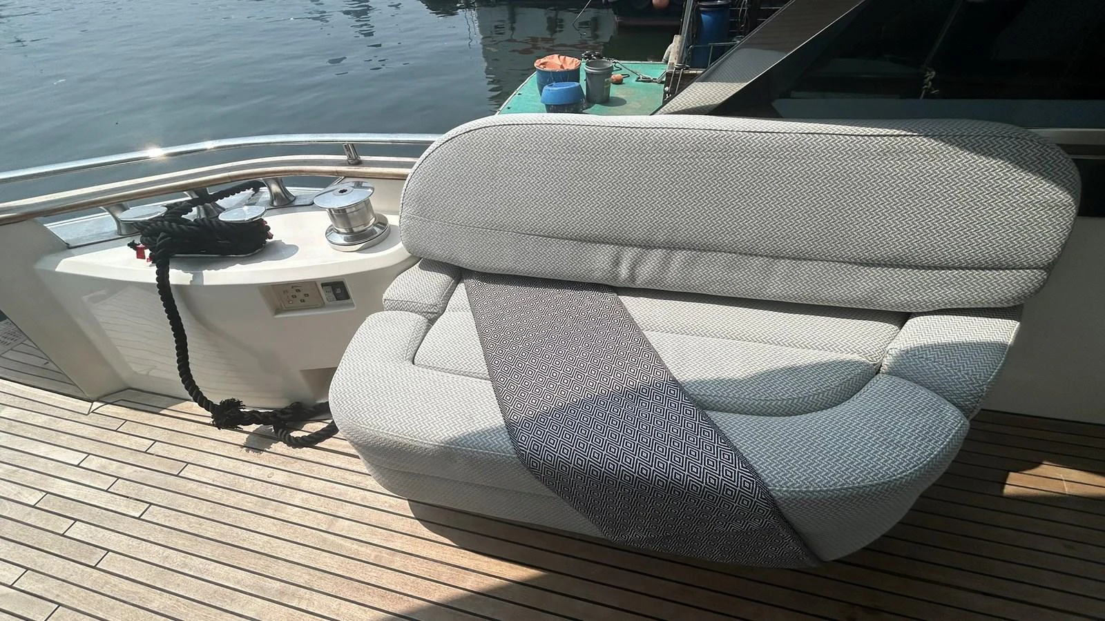 A comfortable seating area on the yacht's deck, perfect for relaxation. aboard AURORA Yacht for Sale