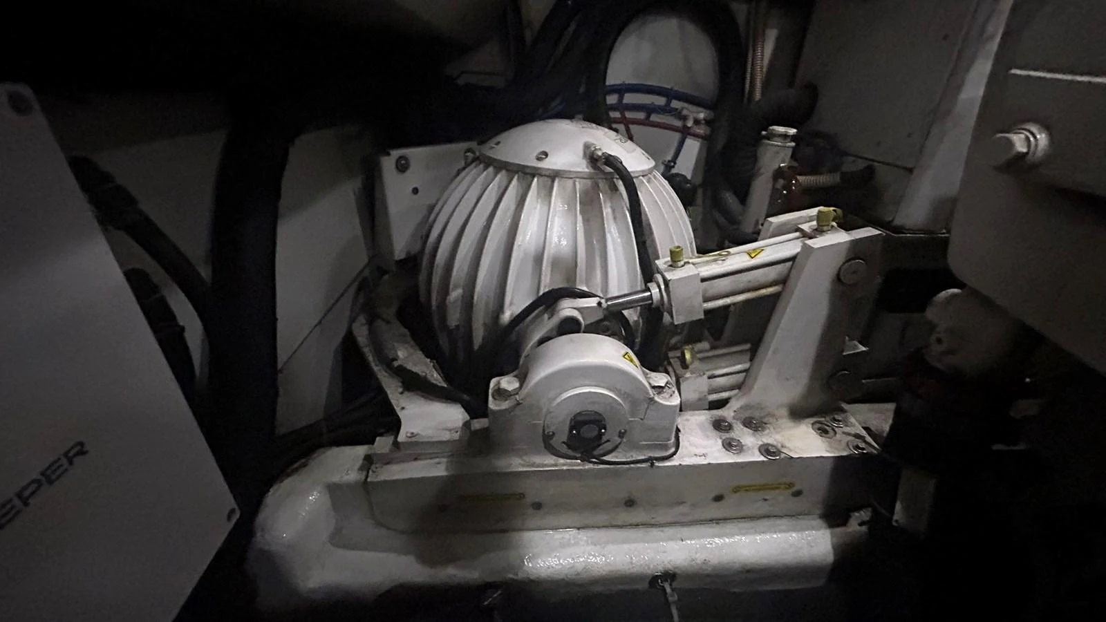 A close-up view of the yacht's mechanical equipment in the engine room. aboard AURORA Yacht for Sale