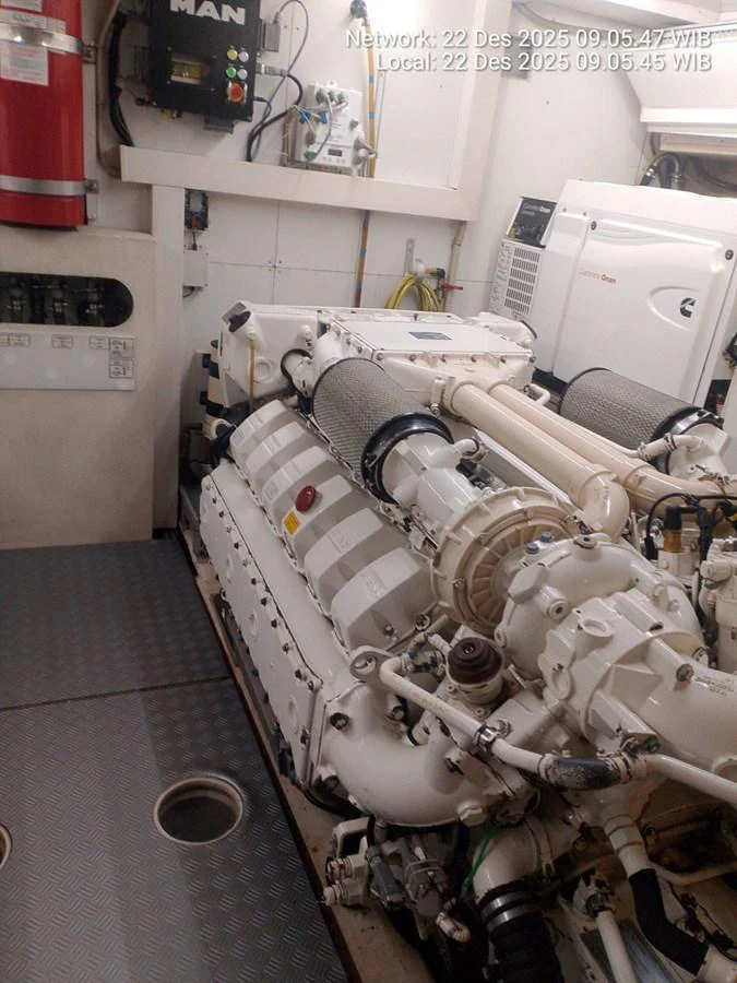 The image showcases the yacht's well-maintained engine room with advanced machinery. aboard ABIGAIL Yacht for Sale