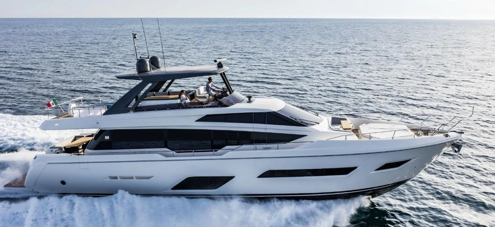 A sleek and modern yacht cruising on the open sea. aboard ABIGAIL Yacht for Sale