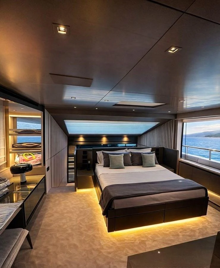The master stateroom offers a luxurious and serene retreat with panoramic ocean views. aboard SAAM II Yacht for Sale