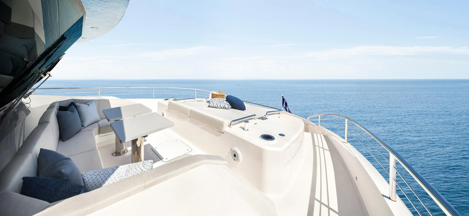 The sundeck offers a luxurious space for relaxation with stunning ocean views. aboard HORIZON FD80/19 Yacht for Sale