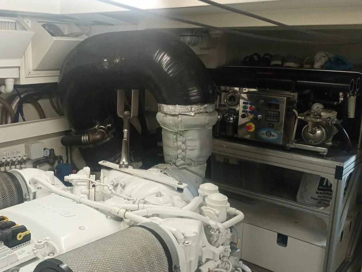 The image showcases the yacht's well-maintained engine room with advanced machinery. aboard LA LUNA Yacht for Sale