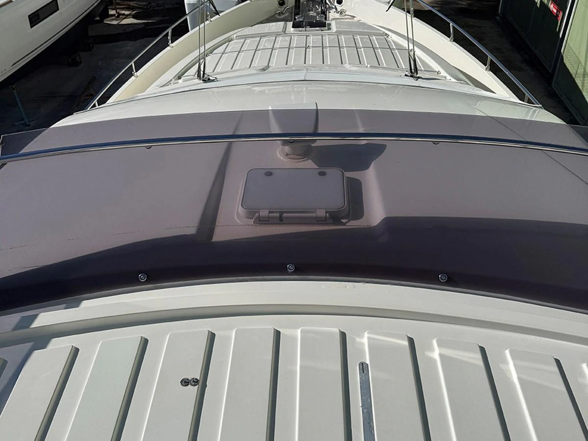 A close-up view of the yacht's deck, showcasing its sleek design and clean lines. aboard LA LUNA Yacht for Sale