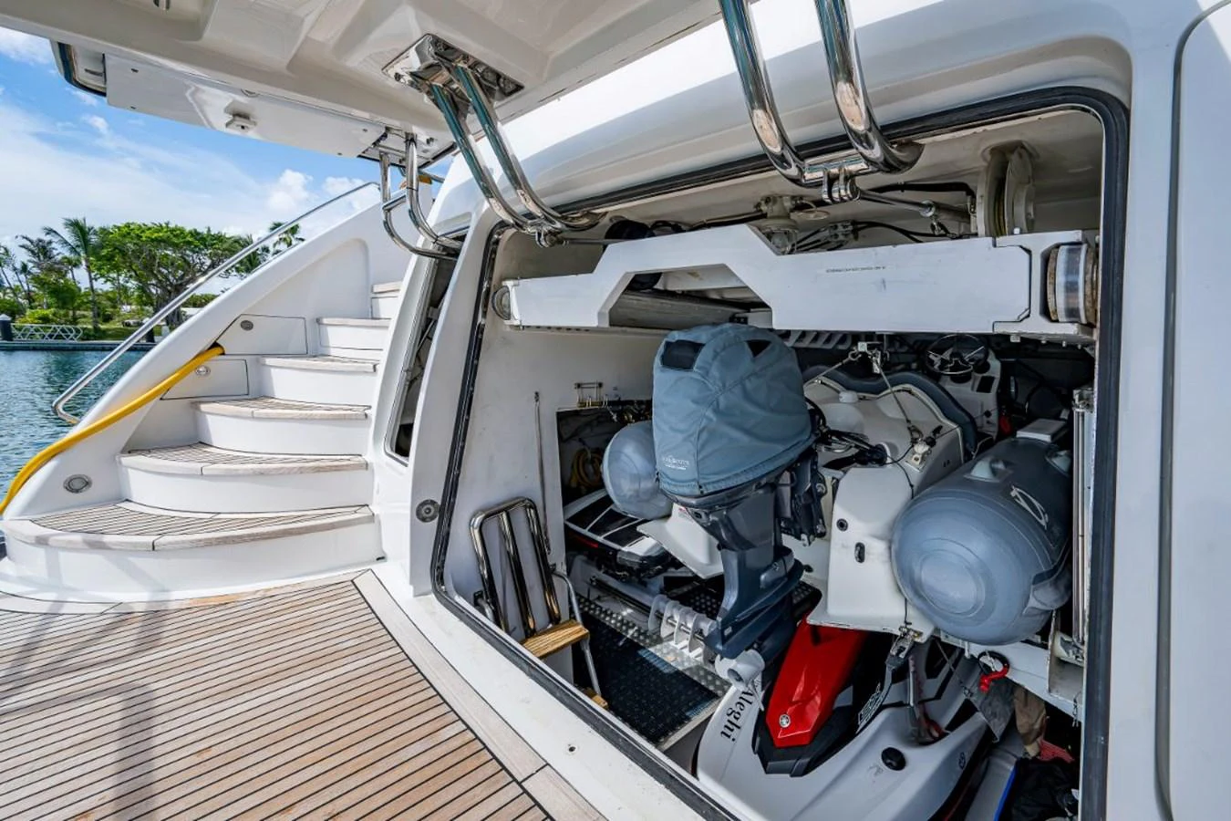 The image showcases the yacht's engine compartment with visible machinery and equipment. aboard ALEGHI Yacht for Sale