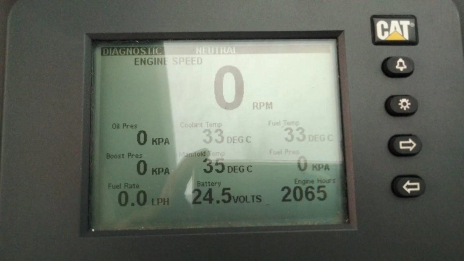 The image shows the engine diagnostics display of the yacht, providing essential performance metrics. aboard GALLEN Yacht for Sale