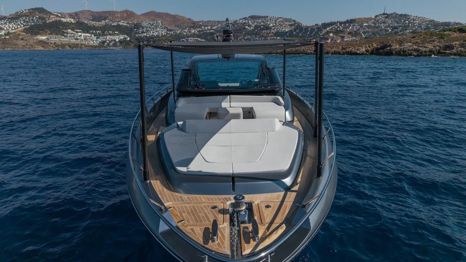 A sleek yacht with a spacious foredeck area, perfect for sunbathing and relaxation. aboard LUCE I Yacht for Sale