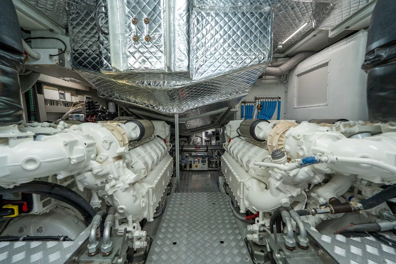 The engine room showcases powerful machinery and meticulous engineering. aboard LUCE I Yacht for Sale