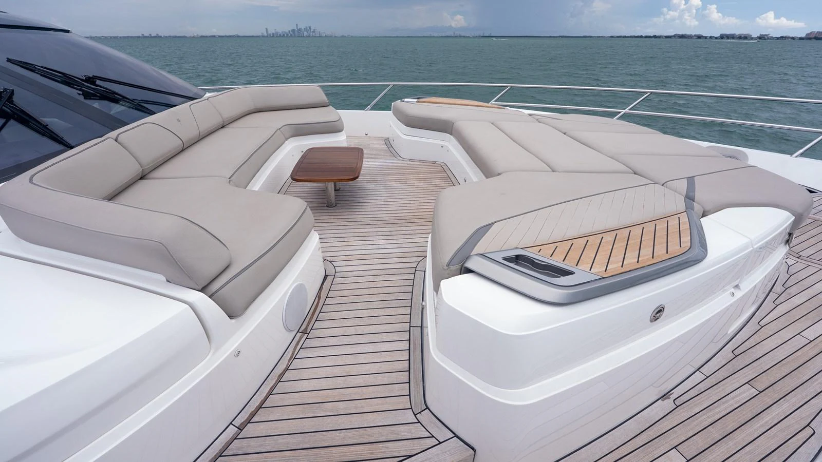 The foredeck features spacious and comfortable seating with a stunning view of the water. aboard PARAGON Yacht for Sale