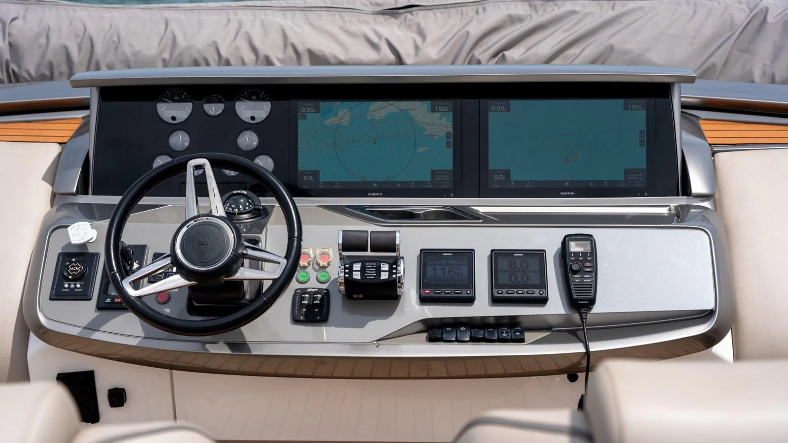 The helm station features advanced navigation and control systems for a seamless sailing experience. aboard PARAGON Yacht for Sale