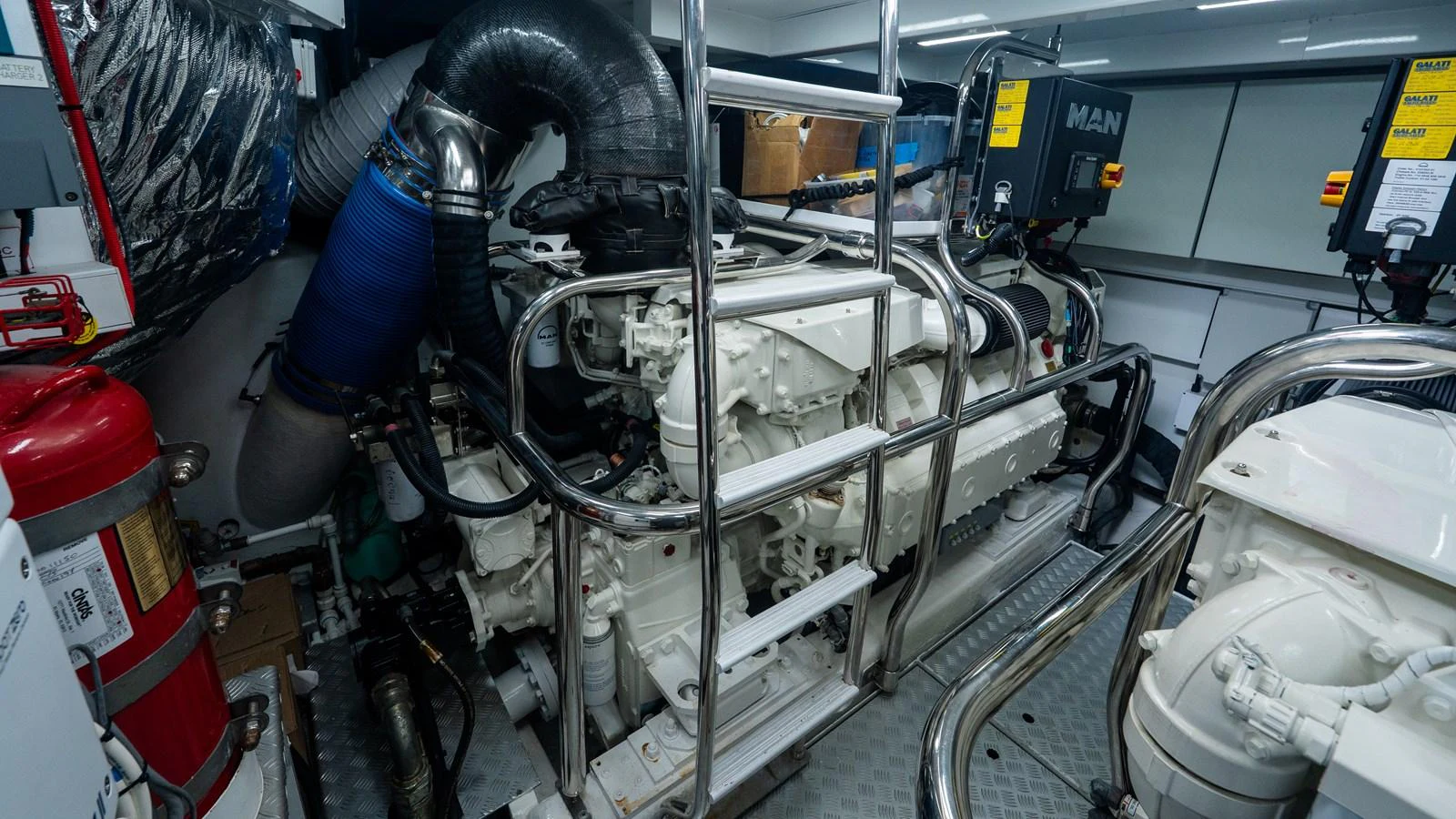 The engine room showcases powerful machinery and meticulous organization. aboard PARAGON Yacht for Sale