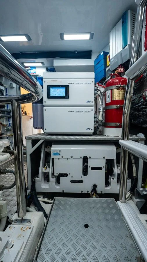 The engine room is equipped with advanced machinery and safety equipment, ensuring optimal performance and safety. aboard PARAGON Yacht for Sale