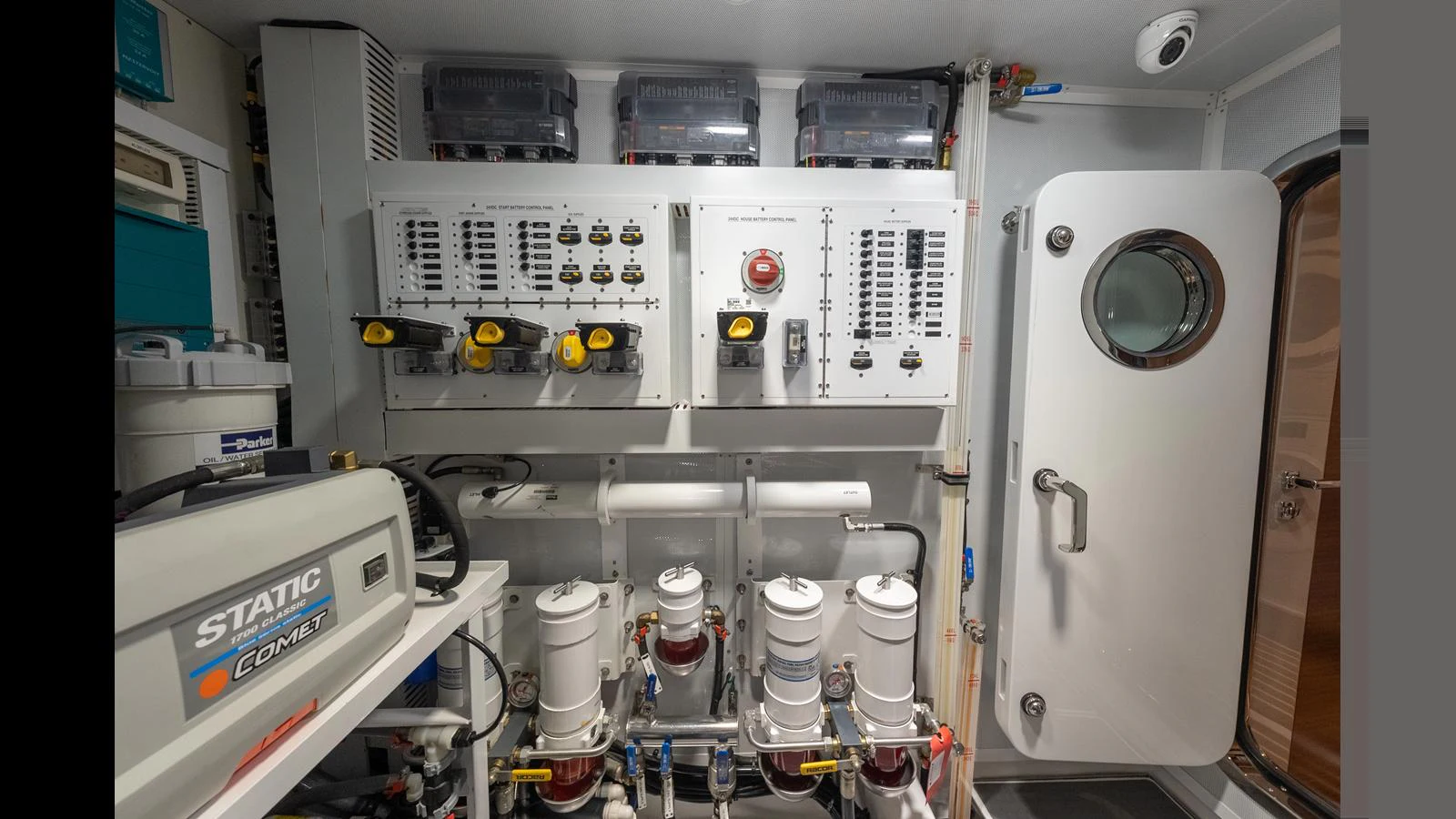 The image showcases the well-organized engine room with advanced control panels and machinery. aboard LYRICA Yacht for Sale