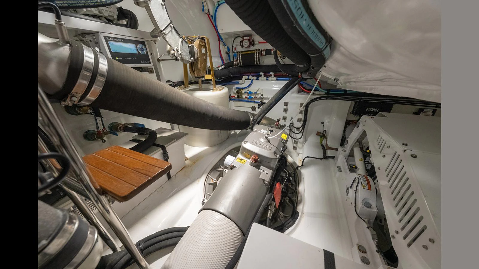 The engine room showcases the yacht's advanced mechanical systems and meticulous organization. aboard LYRICA Yacht for Sale