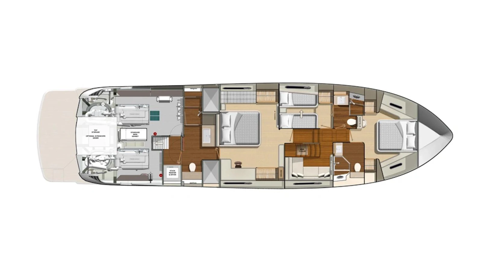A detailed floor plan of the yacht showcasing its layout and various rooms. aboard LYRICA Yacht for Sale
