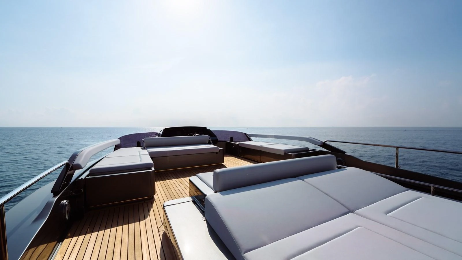The sundeck offers expansive lounging areas with plush sunpads and stunning ocean views. aboard MAYAR Yacht for Sale