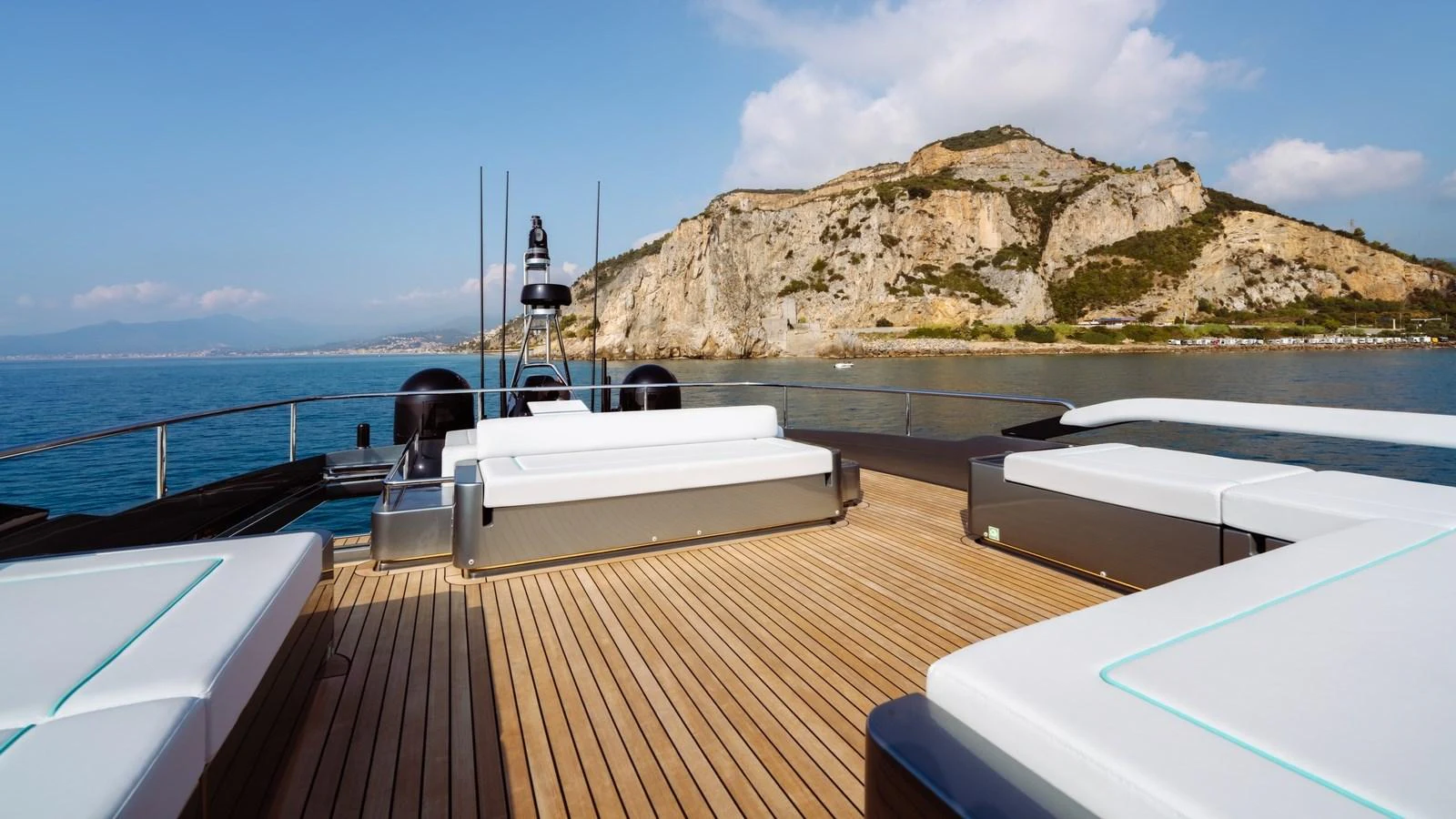 The sundeck offers luxurious lounging areas with stunning views of the surrounding landscape. aboard MAYAR Yacht for Sale