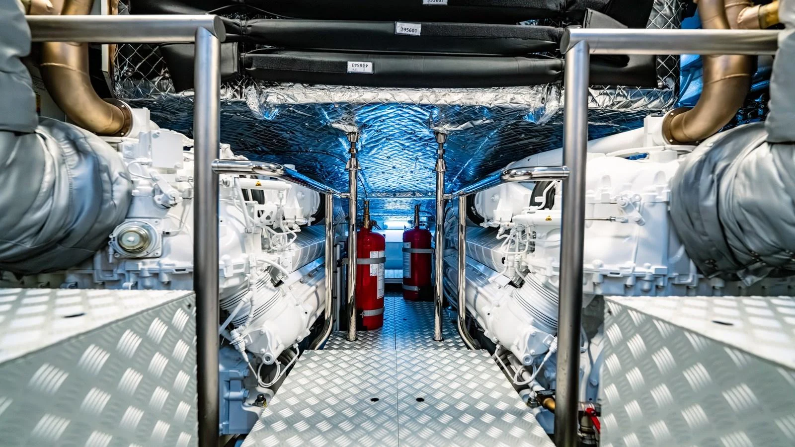 The engine room showcases the yacht's powerful and meticulously maintained machinery. aboard MAYAR Yacht for Sale
