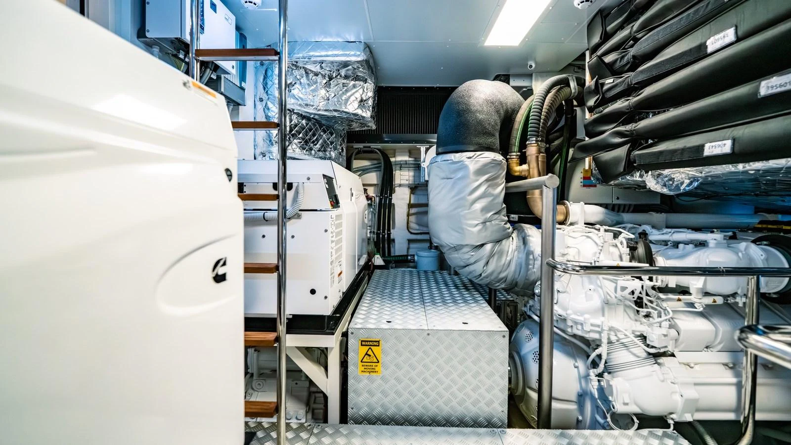 The engine room showcases the yacht's powerful and well-maintained machinery. aboard MAYAR Yacht for Sale