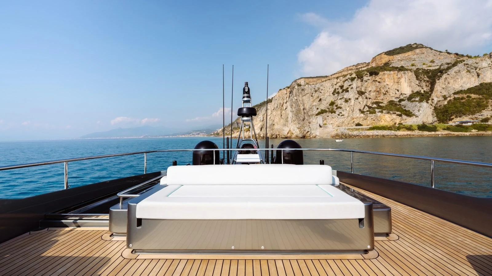 The sundeck offers a luxurious lounging area with stunning views of the surrounding landscape. aboard MAYAR Yacht for Sale