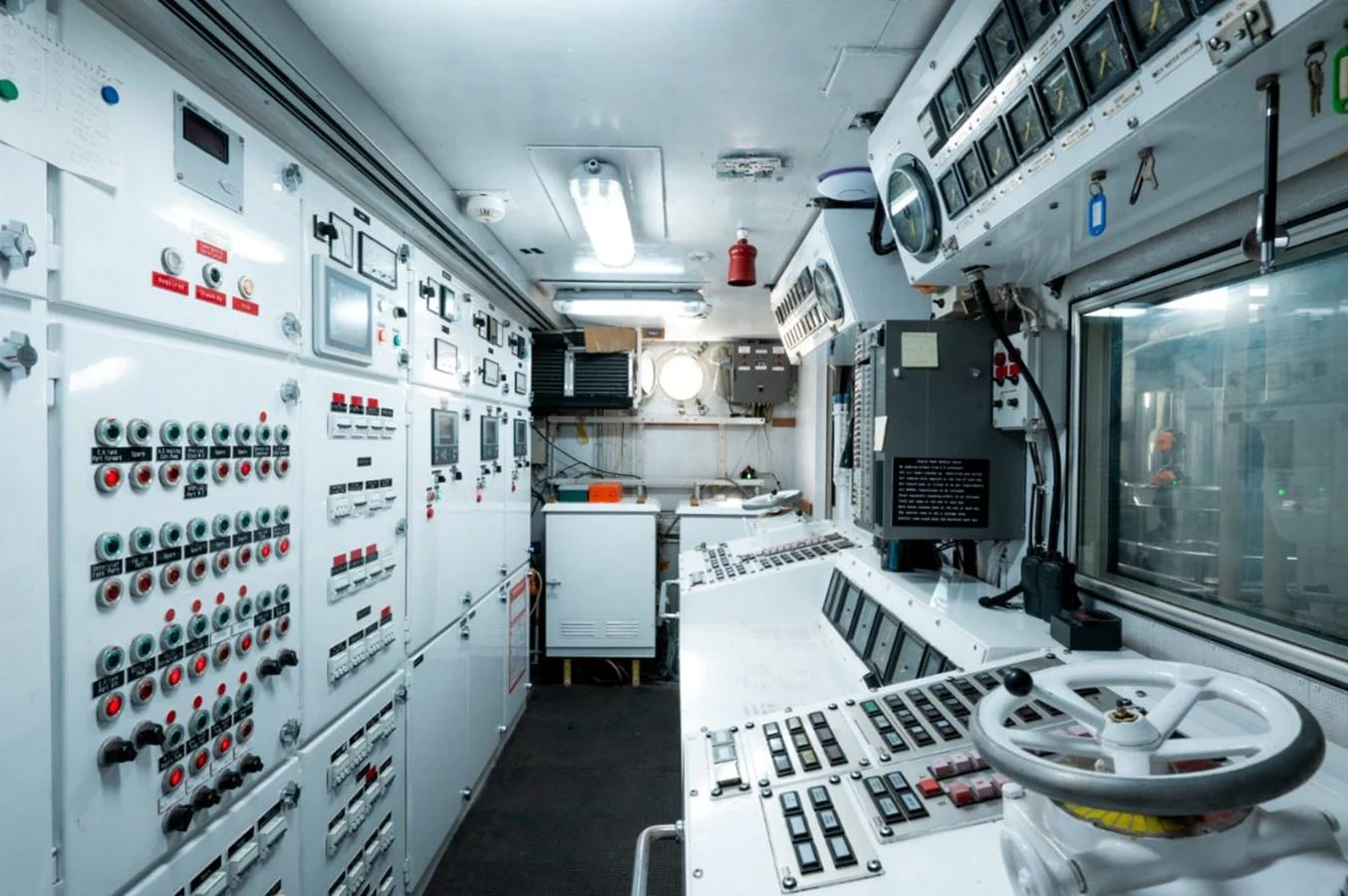 The yacht's control room is equipped with advanced instrumentation and controls. aboard STELLA FIERA II Yacht for Sale