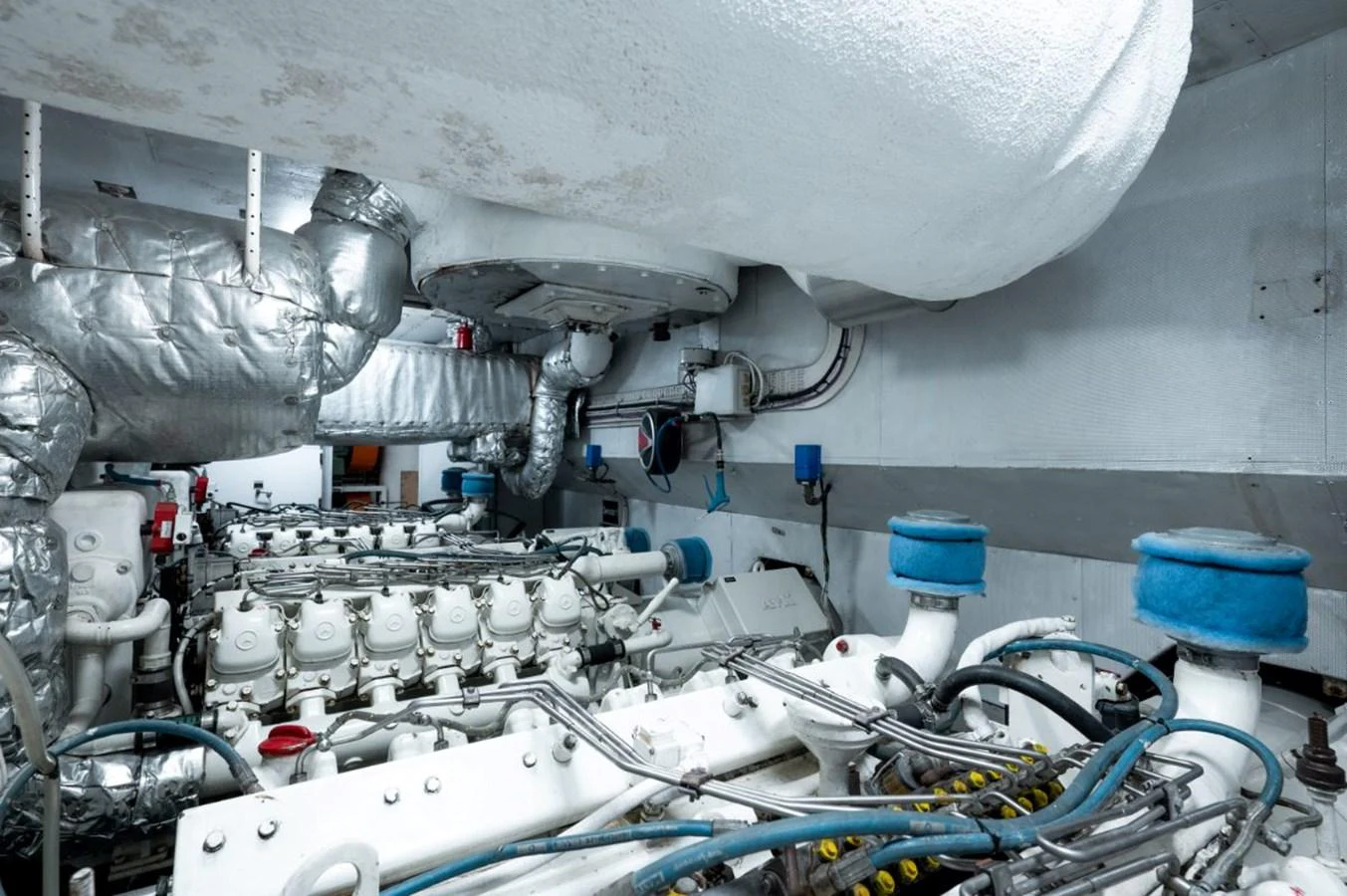 The engine room showcases the yacht's powerful and meticulously maintained machinery. aboard STELLA FIERA II Yacht for Sale