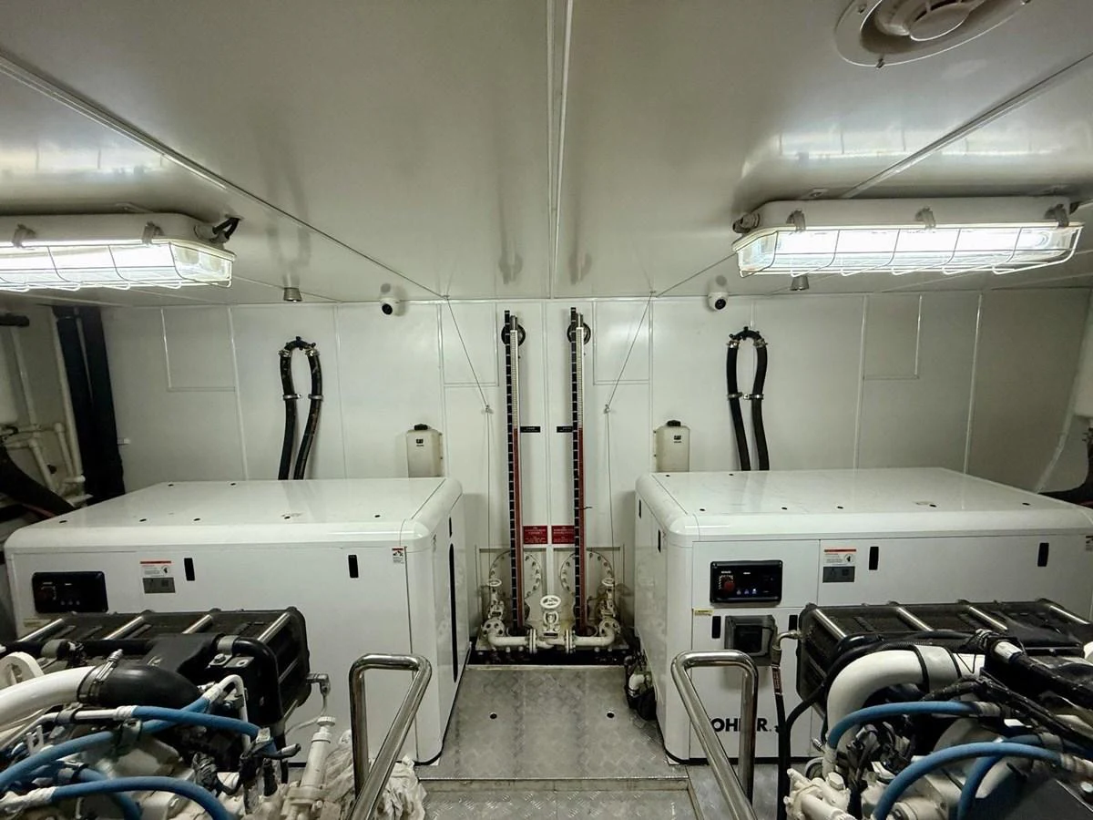 The image showcases the yacht's well-maintained engine room with advanced machinery. aboard HEYSEA ASTERIA 126/1 Yacht for Sale