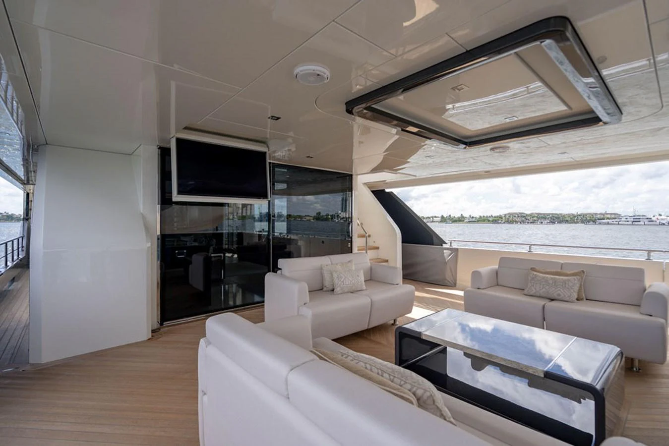 The spacious salon offers luxurious seating with panoramic views. aboard M/Y 12 Yacht for Sale