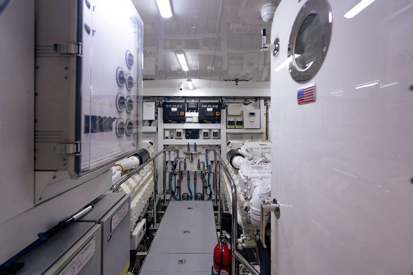 The engine room is equipped with advanced machinery and control systems, ensuring optimal performance and reliability. aboard M/Y 12 Yacht for Sale