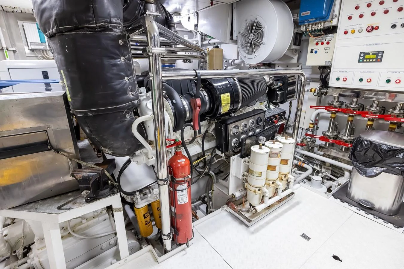 The engine room showcases the yacht's powerful machinery and advanced engineering systems. aboard GOTTA GO Yacht for Sale
