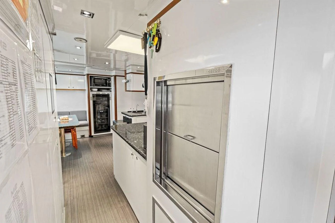 The yacht's galley features modern appliances and a sleek design, ensuring a functional and stylish cooking space. aboard GOTTA GO Yacht for Sale