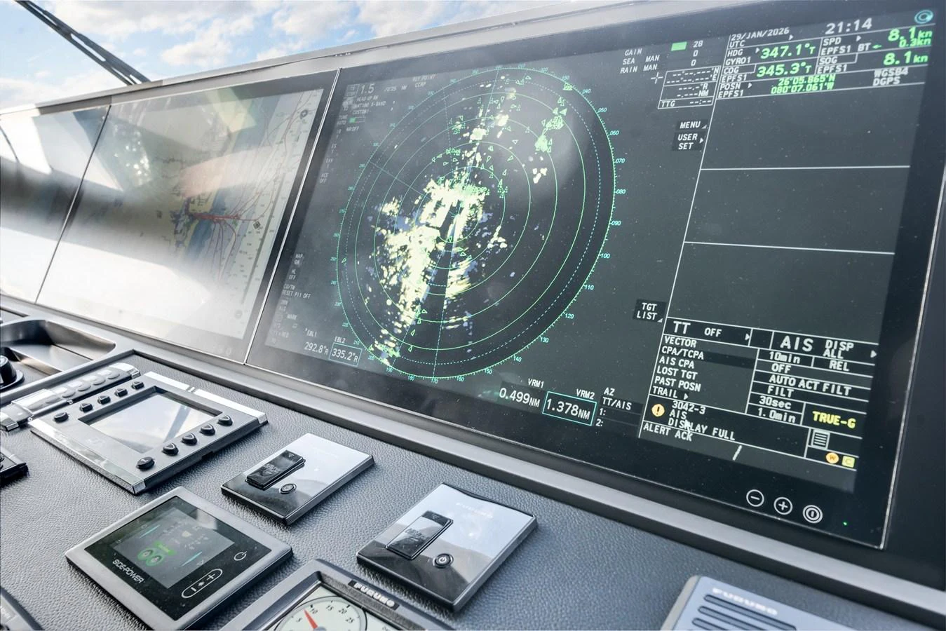 The helm features advanced navigation and control systems for precise maritime operations. aboard OCEAN ALEXANDER 35P05 Yacht for Sale