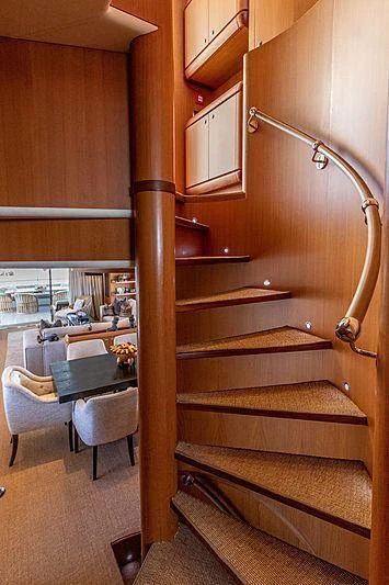a wooden bunk bed in a room aboard GALENA Yacht for Charter
