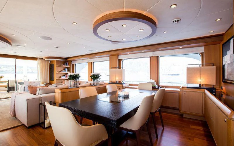 a large kitchen and dining room aboard GALENA Yacht for Charter