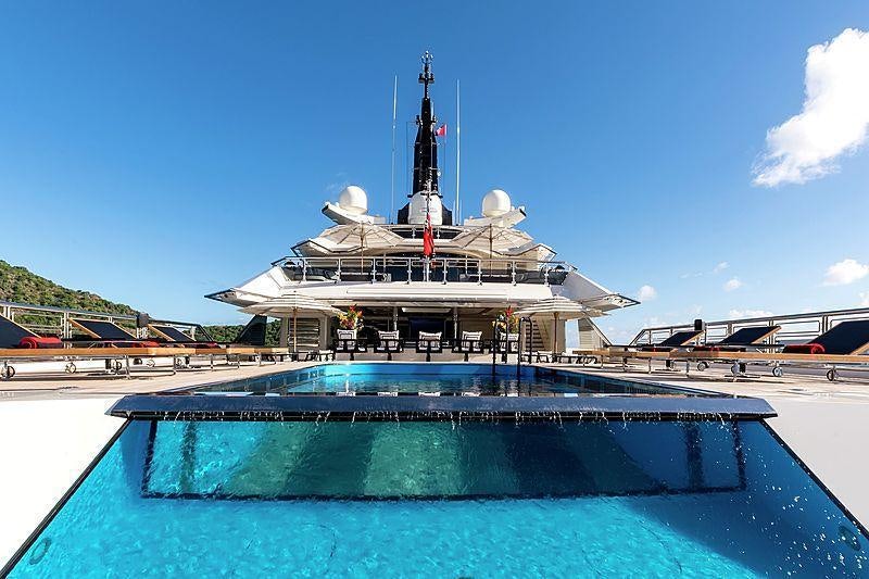 a building with a tower aboard ALFA NERO Yacht for Sale