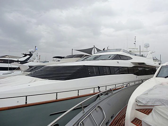 a yacht docked at a pier aboard MARTINA Yacht for Charter