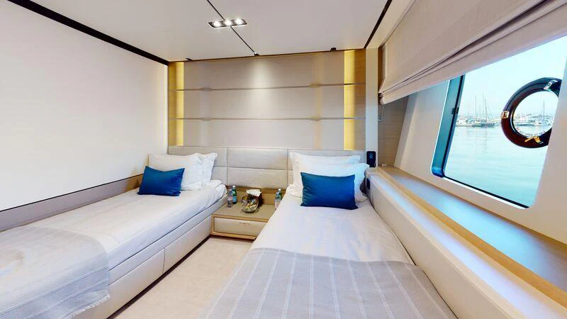 a room with two beds aboard HALLELUJAH Yacht for Charter