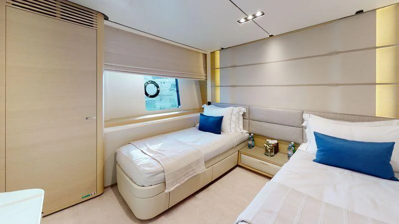 a room with two beds aboard HALLELUJAH Yacht for Charter