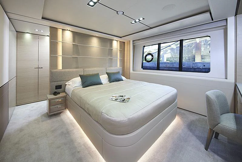 a large bedroom with a large bed aboard HALLELUJAH Yacht for Charter