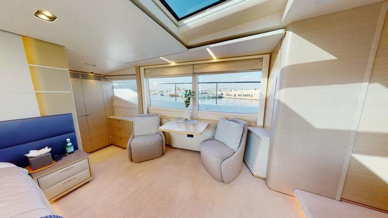 a room with a table and chairs aboard HALLELUJAH Yacht for Charter