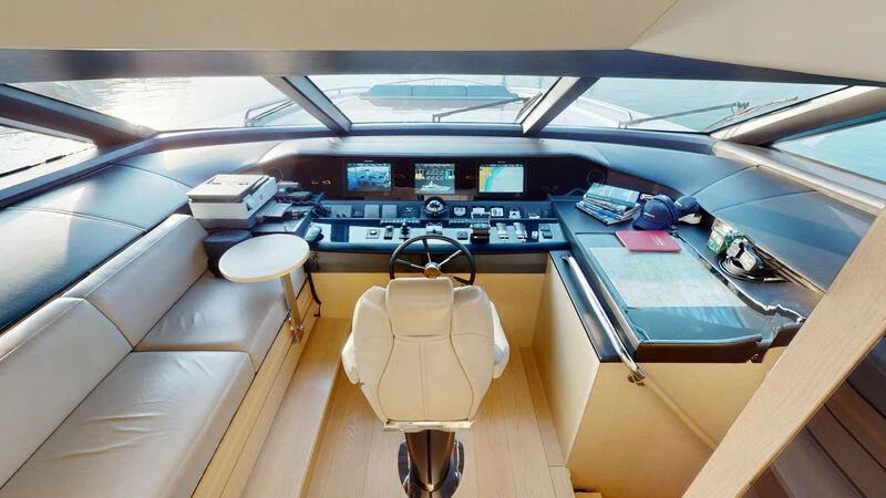inside of a car aboard HALLELUJAH Yacht for Charter