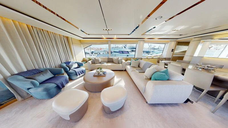 a room with a couch and a table aboard HALLELUJAH Yacht for Charter