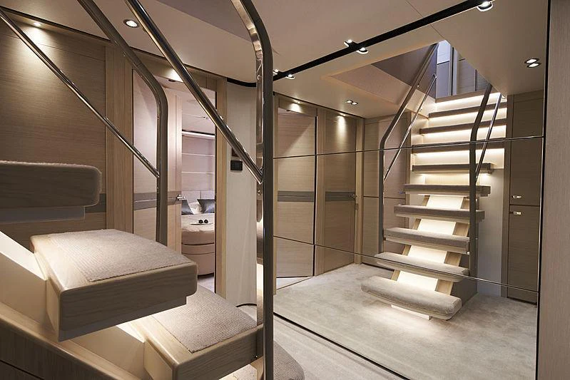 a large bathroom with a glass wall aboard HALLELUJAH Yacht for Charter