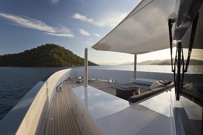 a deck on a boat aboard ONLY NOW Yacht for Charter