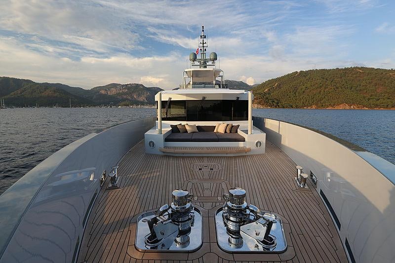 a boat on a water body aboard ONLY NOW Yacht for Charter