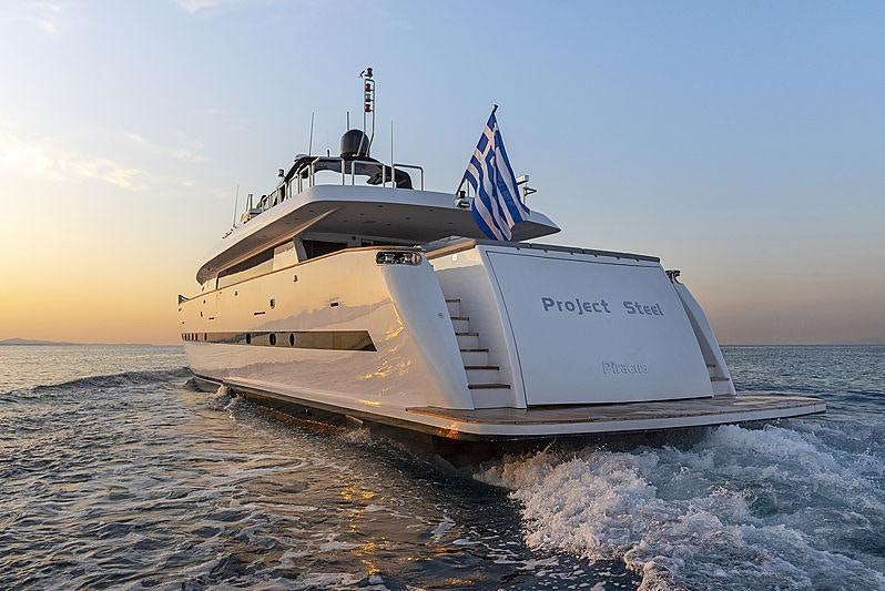 a boat in the water aboard PROJECT STEEL Yacht for Charter