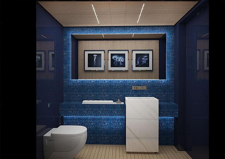 a bathroom with a toilet and a sink aboard RESILIENCE Yacht for Charter