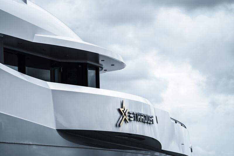 the tail end of a plane aboard STARDUST Yacht for Sale