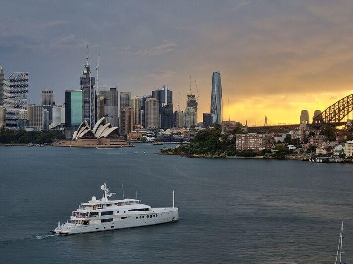 a boat on the water aboard STARDUST Yacht for Sale